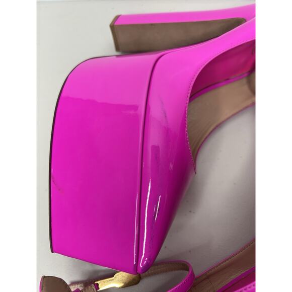 Valentino Garavani Pink Patent Platform Pump Pointed Toe Ankle Strap Size 37/7 - Picture 7 of 16